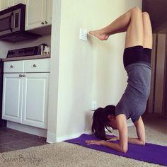 yoga wall assissted forearm stand