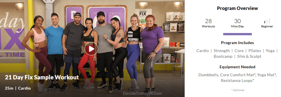 21 day fix sample workout