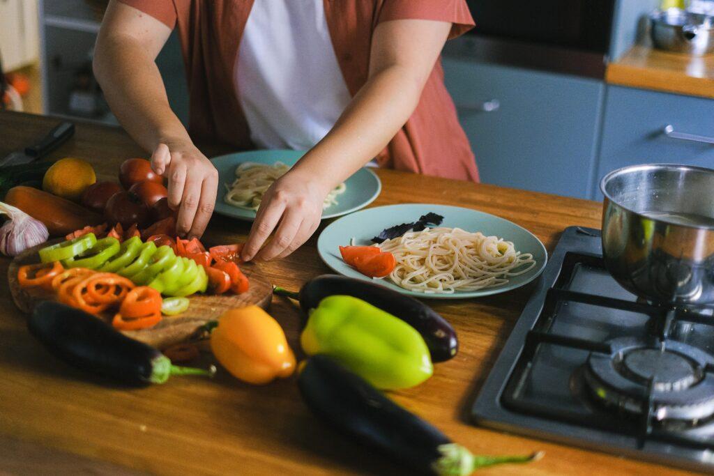 a person meal prepping